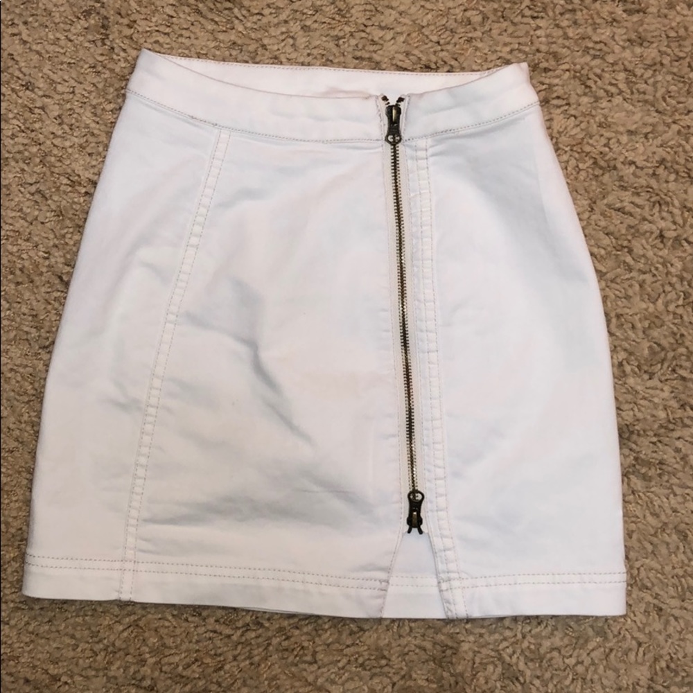 White free people zip up skirt